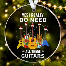 Guitar Ornament for Christmas Tree - Musical Instrument Ornaments, Funny Gift...