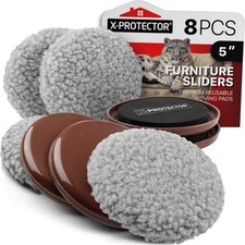Furniture Sliders X-PROTECTOR - 4+4 Pack 5 in (Grey), Brown & Grey