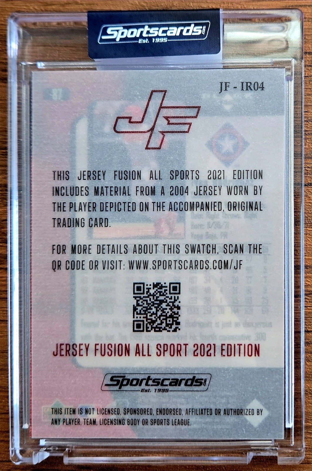 2021 Jersey Fusion 2000 UD Black Diamond Ivan Rodriguez 2004 Game Used Swatch view 2