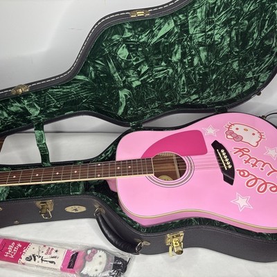 Squier by Fender Acoustic Guitar Hello Kitty Pink Limited Edition 2007 Graphics