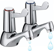 Chrome Brass Quarter Turn Basin Taps for Hot and Cold Water Sink