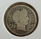 1911 P  BARBER  DIME - 90% SILVER - NICE DETAIL - ESTATE FIND