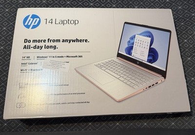*NEW & SEALED* Pale Rose Gold HP 14  Laptop + 128GB Superior Pro MicroSDXC Card