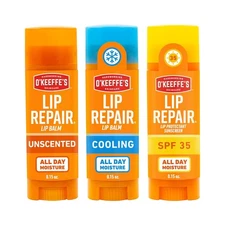 O'Keeffe's Lip Repair Lip Balm Set for Dry, Cracked Lips - Stick (Pack of 3: 1 C