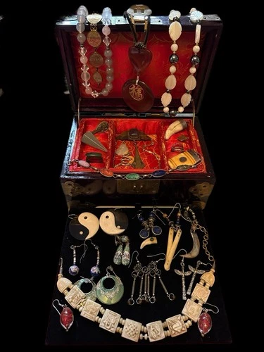 Vintage To Now Costume Jewelry Lot Boho Cloisonné Ethnic And Asian Unique W/box