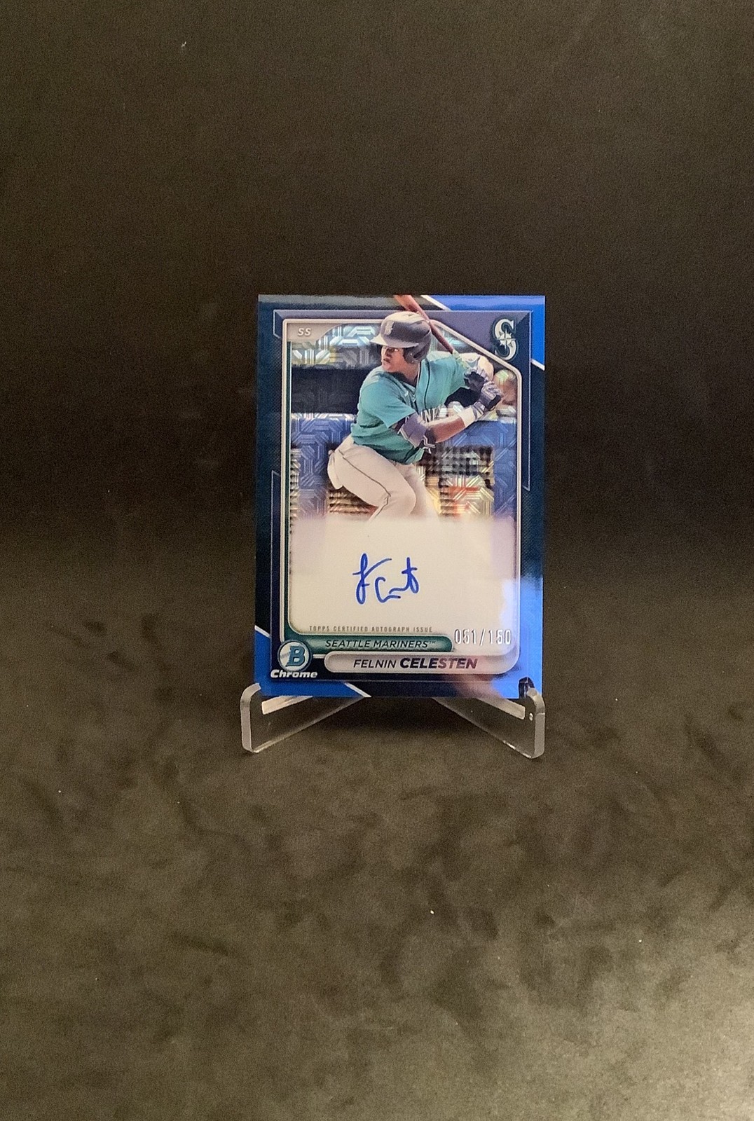 2024 Bowman Chrome Blue Mojo Auto Felnin Celesten BMA-FC / 150 Seattle Mariners