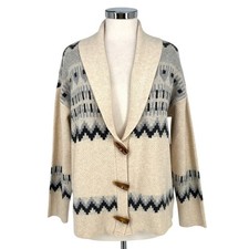 Frye Oatmeal Heather Combo Shawl Collar Western Cardigan Sweater Size Medium NWT