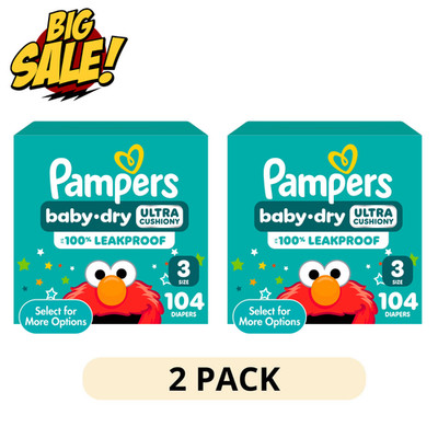 2Pack Pampers Baby Dry Baby Diapers Size 3 104 Count Disposable Diapers