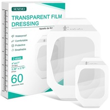 Transparent Film Dressing 60 Packs - 4" x 4.75"/2.36" x 2.75" Waterproof Band...