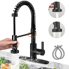 Kitchen Sink Faucet Pull Down/Out Stainless Single Handle Swivel Sprayer Mixer