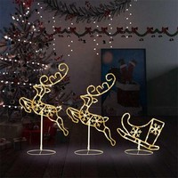 Weihnachtsdeko LED Rentiere & Schlitten Acryl 260X21X87 Cm
