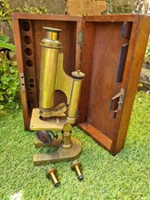 Antik 1874 R&J Beck Messing Mikroskop 2 Objektive OVP Selten Sammlerst&uuml;ck
