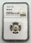 1963-D Roosevelt Silver Dime 10C NGC MS66 FT Full Torch Gem US 90% Coin BM1