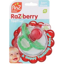 5 Pack RaZ Baby RaZ-Berry Pacifier Silicone Teether, 3m , Red
