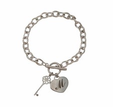 Bracciale in Acciaio Inossidabile Uomo Donna Con Lettera M - 18cm.