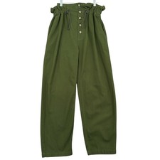 Urban Outfitters Paperbag Waist Women S-P 100% Cotton Olive Green Pants