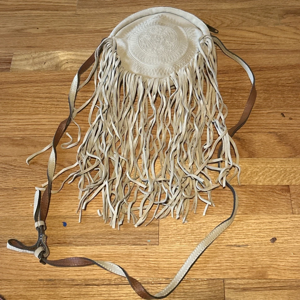 Bolso Bandolera Patricia Nash Artesanal Rovito Gamuza Boho Festival Cuero Flecos Foto 3 de 4