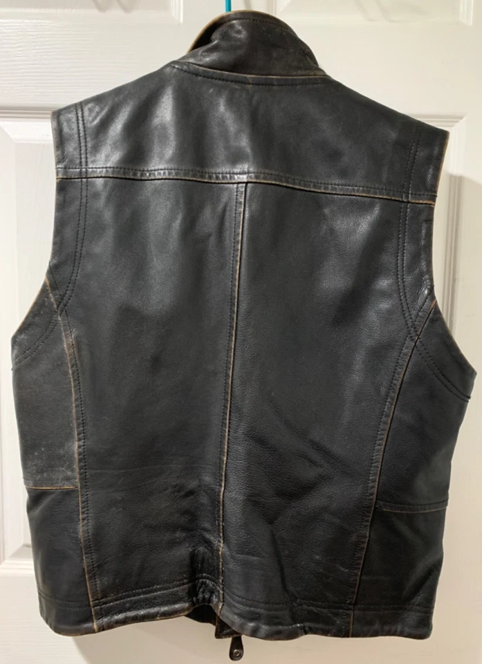 Vintage 1990s The Territory Ahead Brown Motorcycle Biker Vest Men's M - Image 2 of 4
