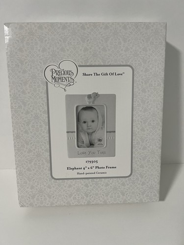 Precious Moments Baby Frame, Elephant Love You Tons 4x6 in. Ceramic New In Box - Picture 5 of 6