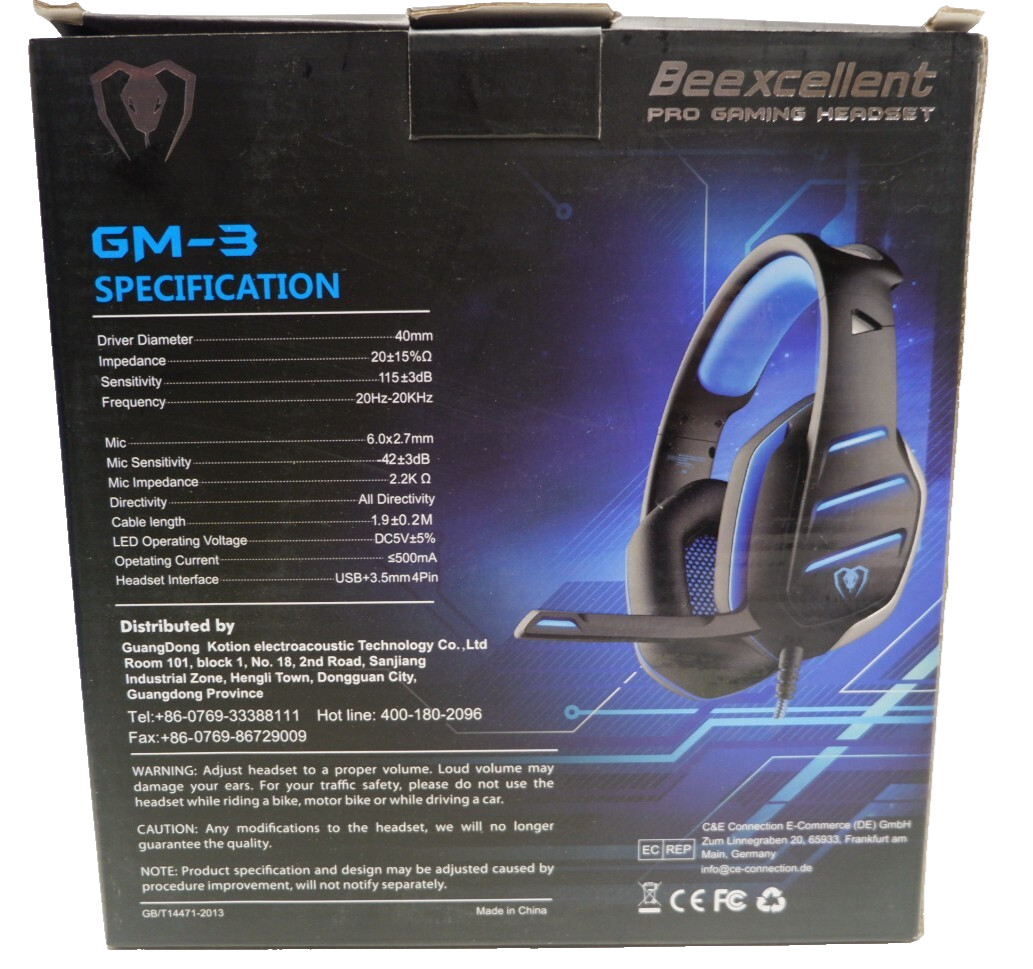 Beexcellent GM-3 Professional Gaming Headset - Blue-New
