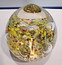 VTG 2 1/2" Art Glass Rainbow Super Bouncing Ball Controlled Bubble Paperweight