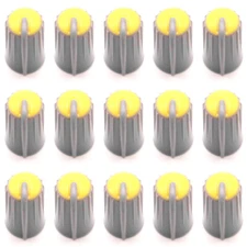 15PCS For  Mixer 6mm D Shaft (Yellow) Replacement Rotary Control Knob Cap 