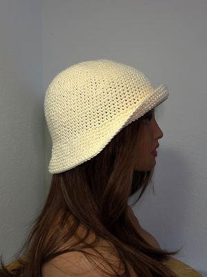 Crotchet Short Brim Hat Daisy Flower Crochet Bucket Hat Packable Short Brim Knit  main image 3