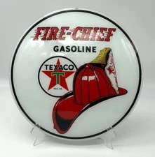 TEXACO FIRE CHIEF 13.5" GLASS FACE for GAS PUMP GLOBE - DOUBLE STRENGTH GLASS!