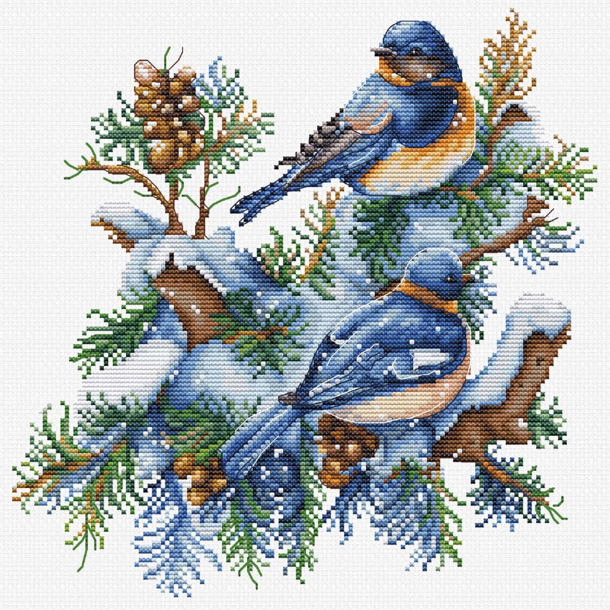 Luca-S counted cross stitch kit ""The Birds-Winter"", 21x21cm, DIY