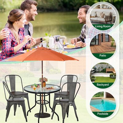 Garden Patio Round Table Outdoor Dining Bistro Glass Table Top w