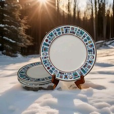 4 Libbey Holiday Stamps Dinner Plate Different Christmas Stamps On Rim 10.75"D