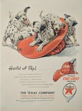 1951 Texaco Gasoline Texas Company Dalmatian Puppies Print Ad
