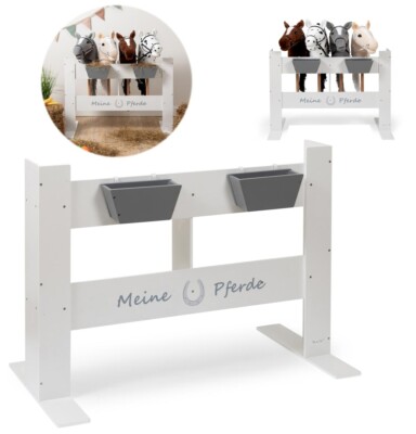 Hobby Horse Ständer FENCY aus Holz für 4 Pferde (Weiß) Pferdestall Stall Halter