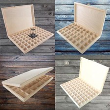 Wooden 40/50/70 Grids Gemstone Bead Jewellery Boxes Removable Dividers Organiser