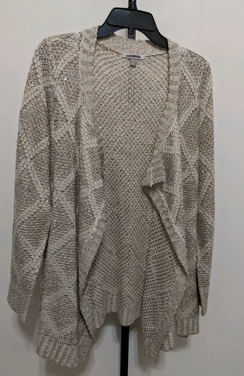 Dress Barn Roz Ali Women s Plus Cardigan Sweater Beige w Gold