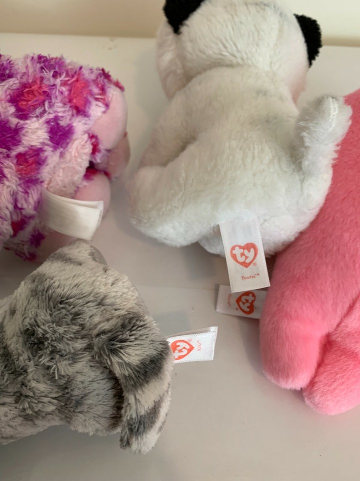 TY Beanie Boo Lot of 4 Plush Stuffed Animals Tundra Kiki Pierre Glamour