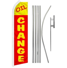 Oil Change Swooper Flutter Feather Advertising Flag Kit Auto Mechanic Flag