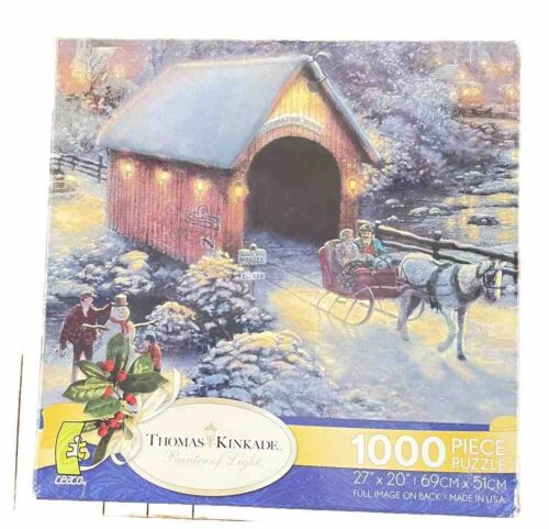 Thomas Kinkade Puzzle Winter Evening Memories 100 Piece Covered Bridge Ceaco