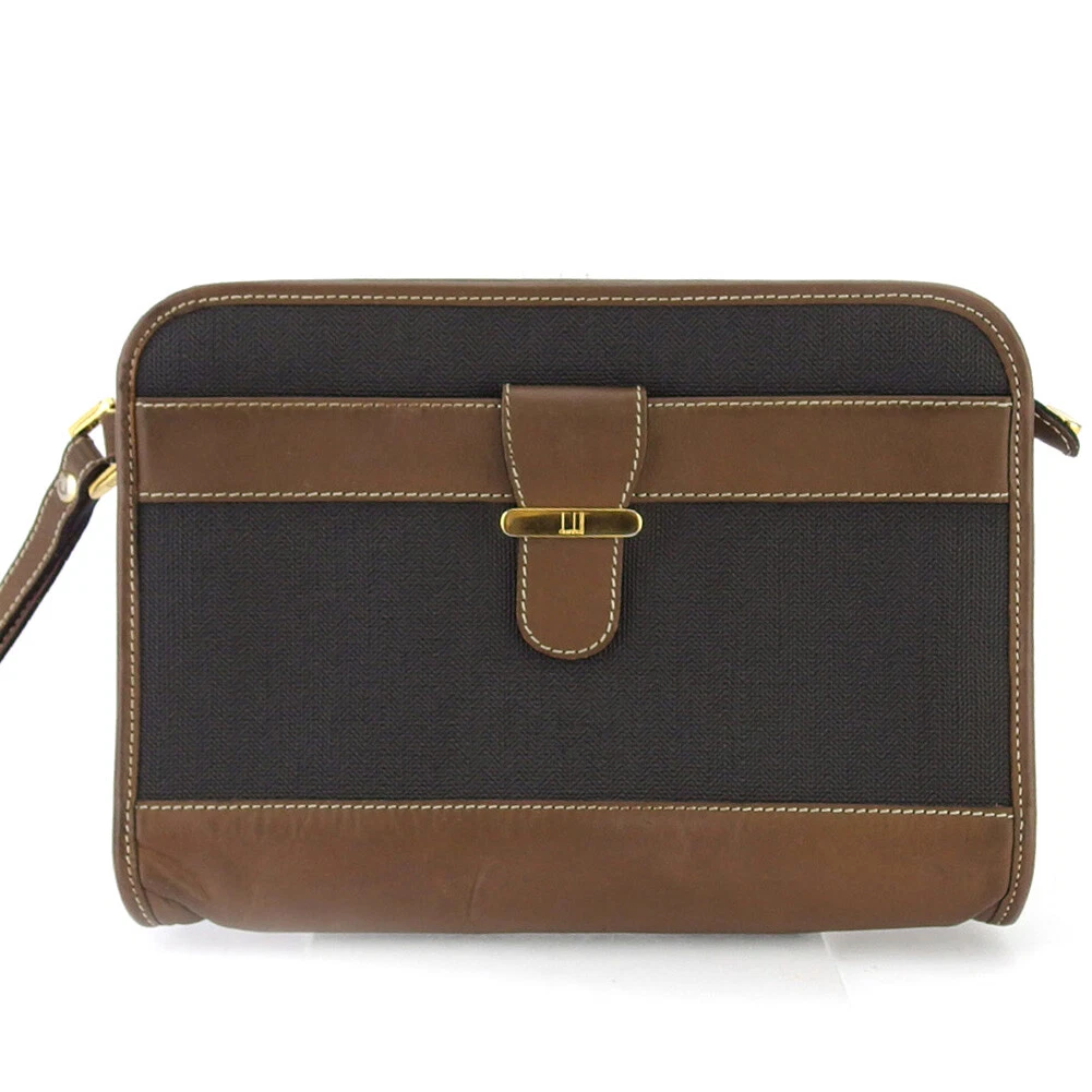 dunhill clutch bag gray gray PVC leather Authentic used T18661