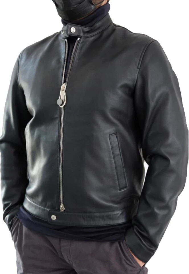 DSQUARED2 BNWT CAFE RACER OVINE LEATHER JACKET-BLACK EU52/US42/XL (XL/XL+) - Image 2 of 4