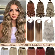 Natural Invisible Hidden Wire In Hair Extensions One Piece Long As Human Short