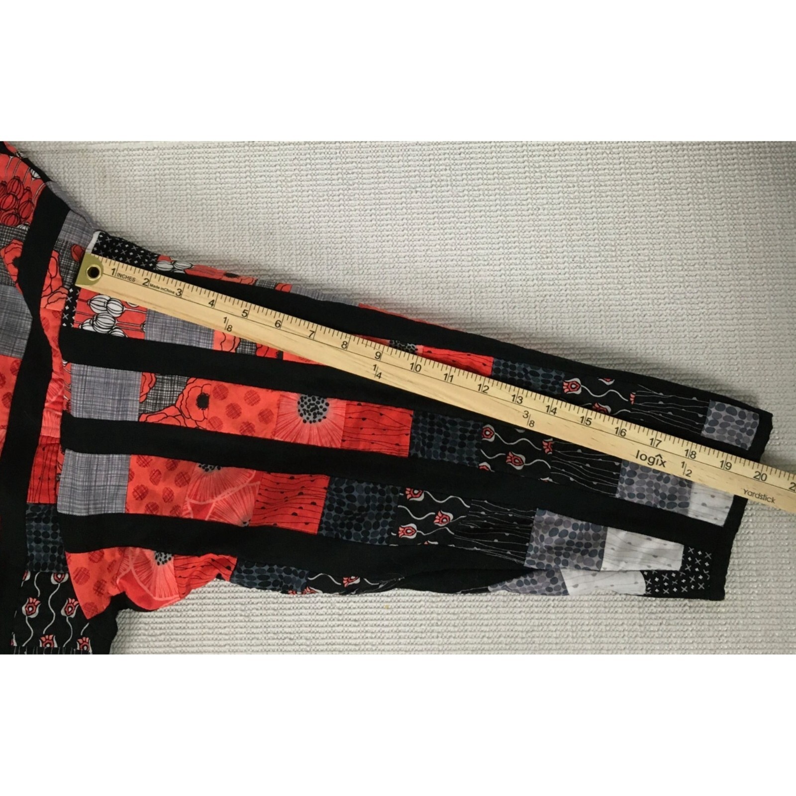 Patchwork Jacket Size L Black Red Orange Gray Whi… - image 10