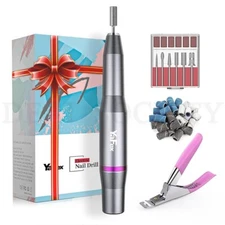 Electric Nail File Kit Professional Manicure Pedicure Tool (Gray Silver)