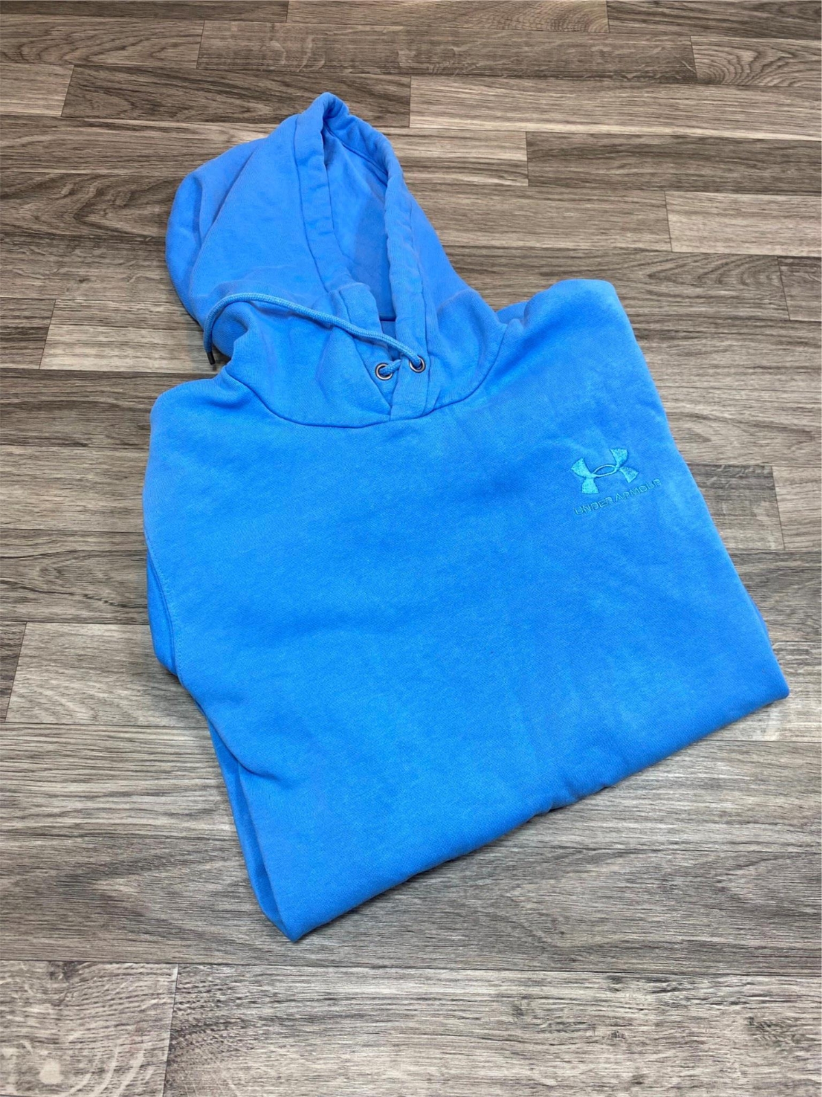 UNDER ARMOUR Drawstring Tie Pullover Blue Hooded … - image 1