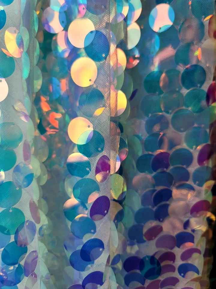 Прозрачная ткань с блестками продается в ярдах вышивка на сетке PAILLETTE РАДУЖНАЯ - Изображение 2 из 4