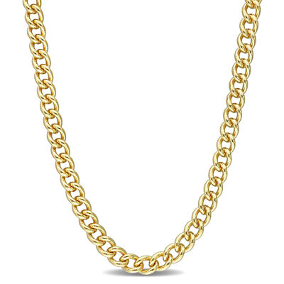 Amour Yellow Plated Sterling Silver 6.5mm Curb Link Chain Necklace - 18 in.