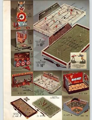 1962 PAPER AD 2 PG Deluxe Toy Fast Action Hockey Game Electric 3-D Football