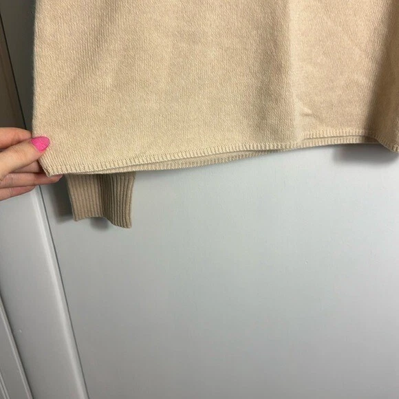 Evelyn Grace Cream Tan Cashmere Turtleneck Minimalist Quiet Luxury Sweater L - Изображение 4 из 4