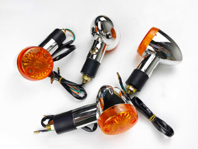 4Pcs Amber Chrome Turn Signal Indicator Light Bulbs for Kawasaki KZ Cafe Racer
