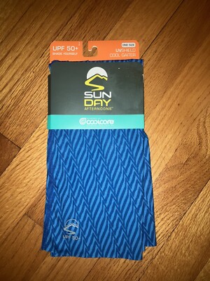 NWT Sunday Afternoons UV Shield Cool Gaiter Tonal Blue Electric Stripe  Buff